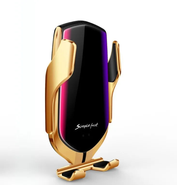 Magic Clip R1 automatic car mobile phone holder with wireless charging in gold colour