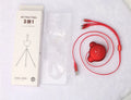 Cute telescopic bear data cable with three connectors in pink on white background