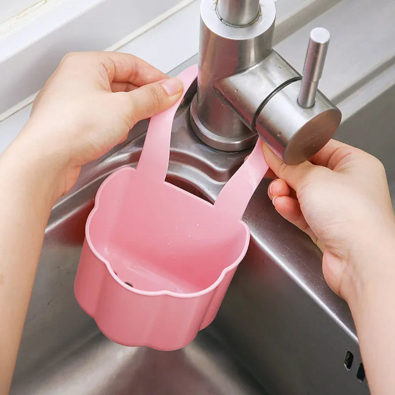 Plastic kitchen sink drain basket in Nordic style design on countertop