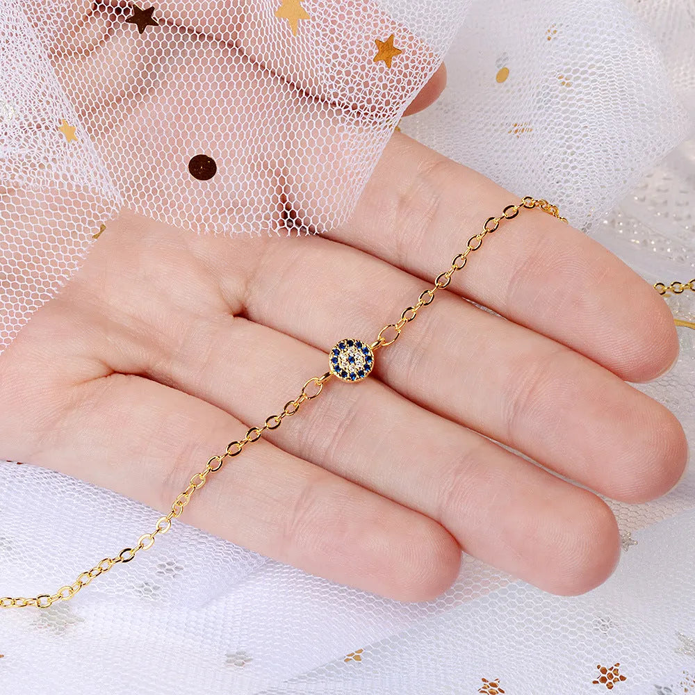 Circle eye demon eye bracelet in Korean style, copper diamond treated, gold colour
