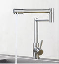 Silver stainless steel dual-open mixer tap with 360-degree rotating spout