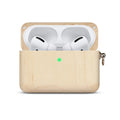 Solid wood Bluetooth earphone case compatible with Apple devices in six wood finish options