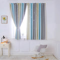 No-drill blackout curtains for bedroom with rainbow gradient star design, grey and yellow, size 150X200CM