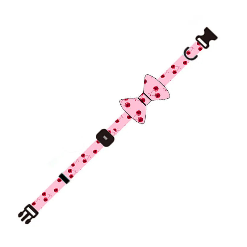 Pink cloth dog leash set with chest strap, collar, traction rope, bowknot, and dog poop bag