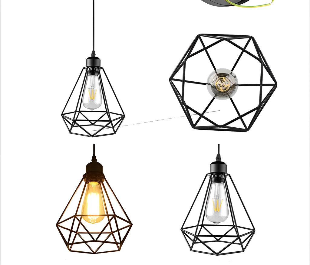 Black iron Nordic retro hanging chandelier with retractable design for living room
