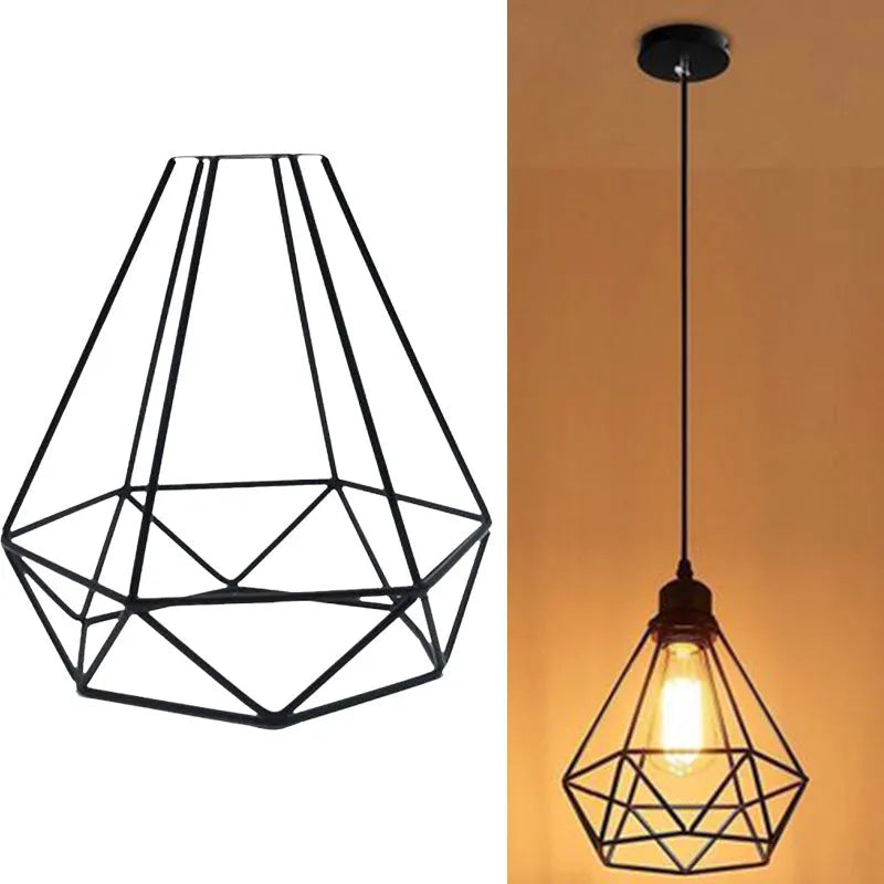 Black iron Nordic retro hanging chandelier with retractable design for living room