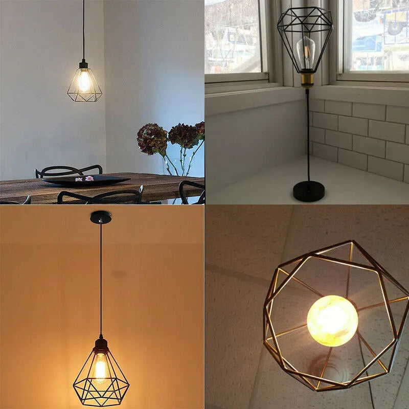 Black iron Nordic retro hanging chandelier with retractable design for living room