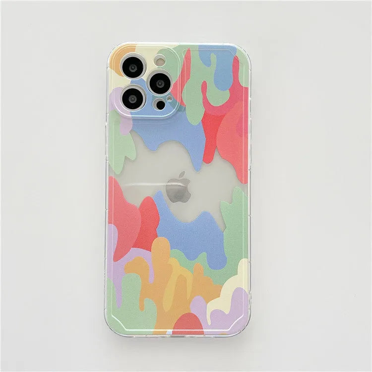 TPU phone case with abstract geometric pattern and transparent colour contrast for Apple iPhone