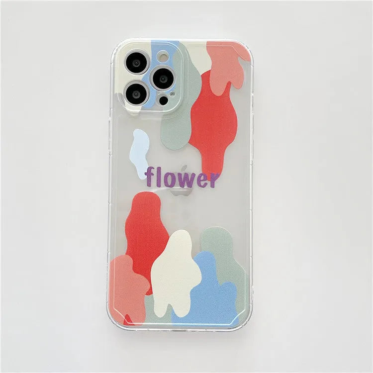 TPU phone case with abstract geometric pattern and transparent colour contrast for Apple iPhone