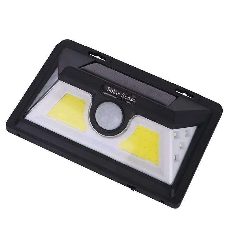 Solar outdoor garden lamp with motion sensor and LED bulbs for automatic night lighting