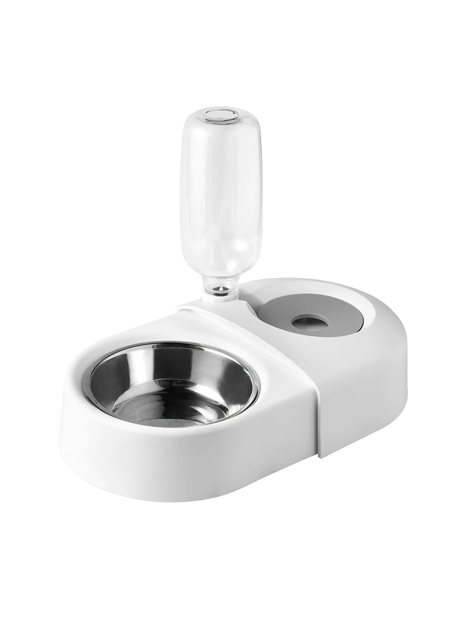 Anti-overturning plastic cat bowl in white with non-slip base for pet feeding