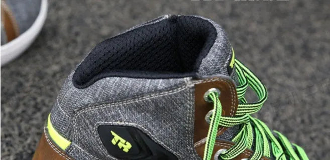 Black and grey motorcycle casual short boots with anti-fall protection and breathable summer design