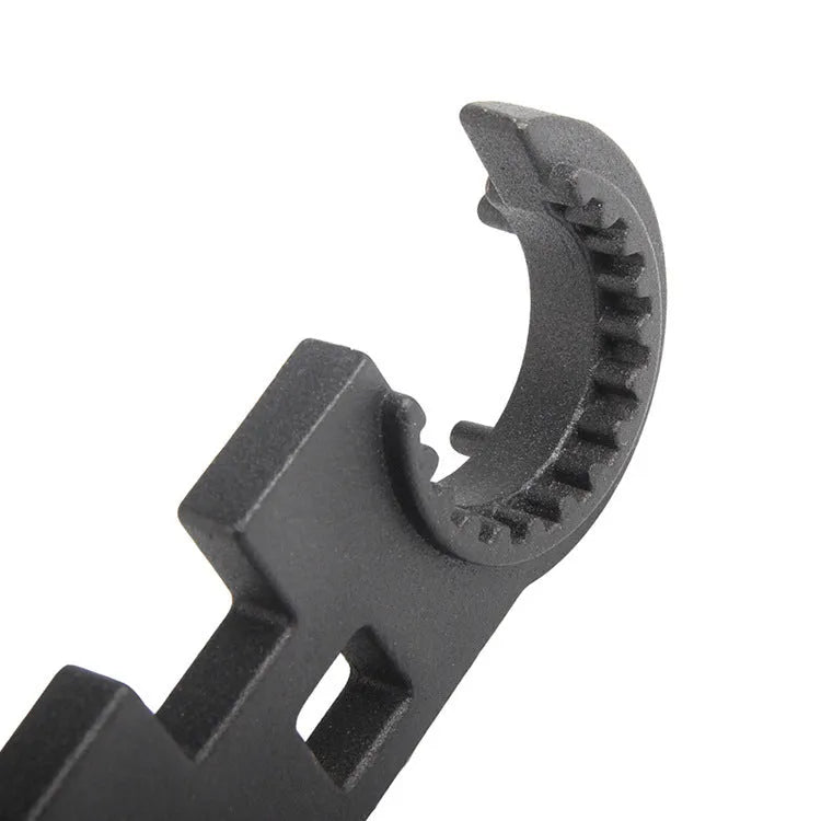 Black all-steel AR15 M4 combination wrench with dual-purpose design for firearm maintenance
