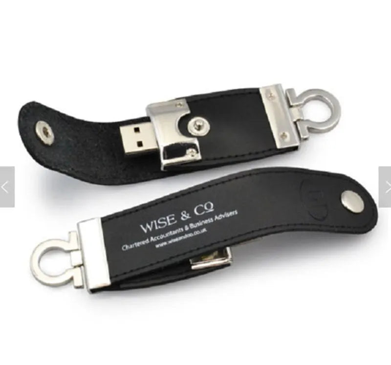 Creative metallic leather USB flash drive in Black Brown, 30x10mm, with USB 2.0 connector
