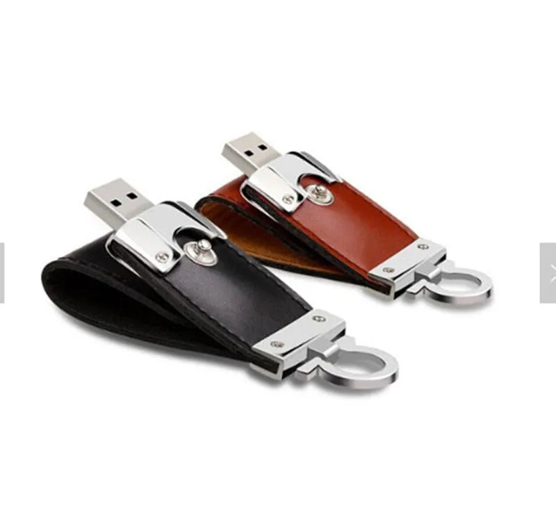 Creative metallic leather USB flash drive in Black Brown, 30x10mm, with USB 2.0 connector
