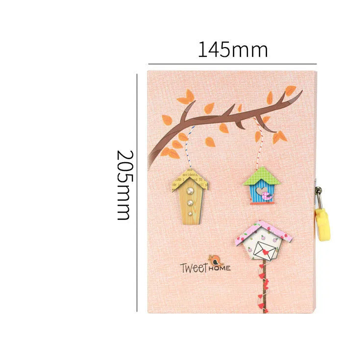 Primary school student code book with lock diary notebook in pink, blue, green, or orange, 32K size