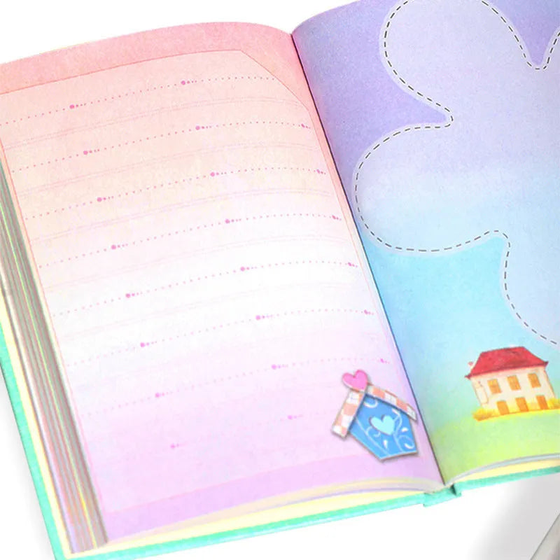 Primary school student code book with lock diary notebook in pink, blue, green, or orange, 32K size