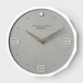 Round 12 inch Nordic minimalist wall clock in Geralt material showing four colour options