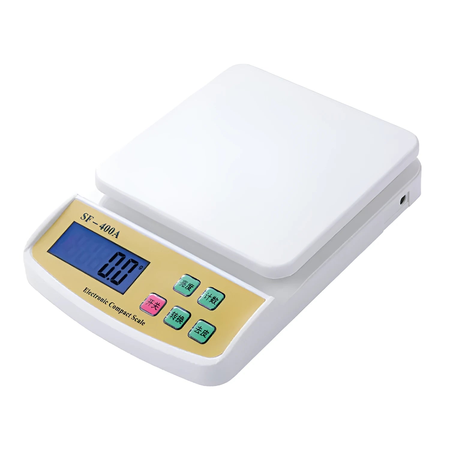 SF-400A digital kitchen scale with 10kg capacity and multiple display language options