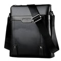 Men's medium shoulder bag in black PU leather with zipper opening and single strap