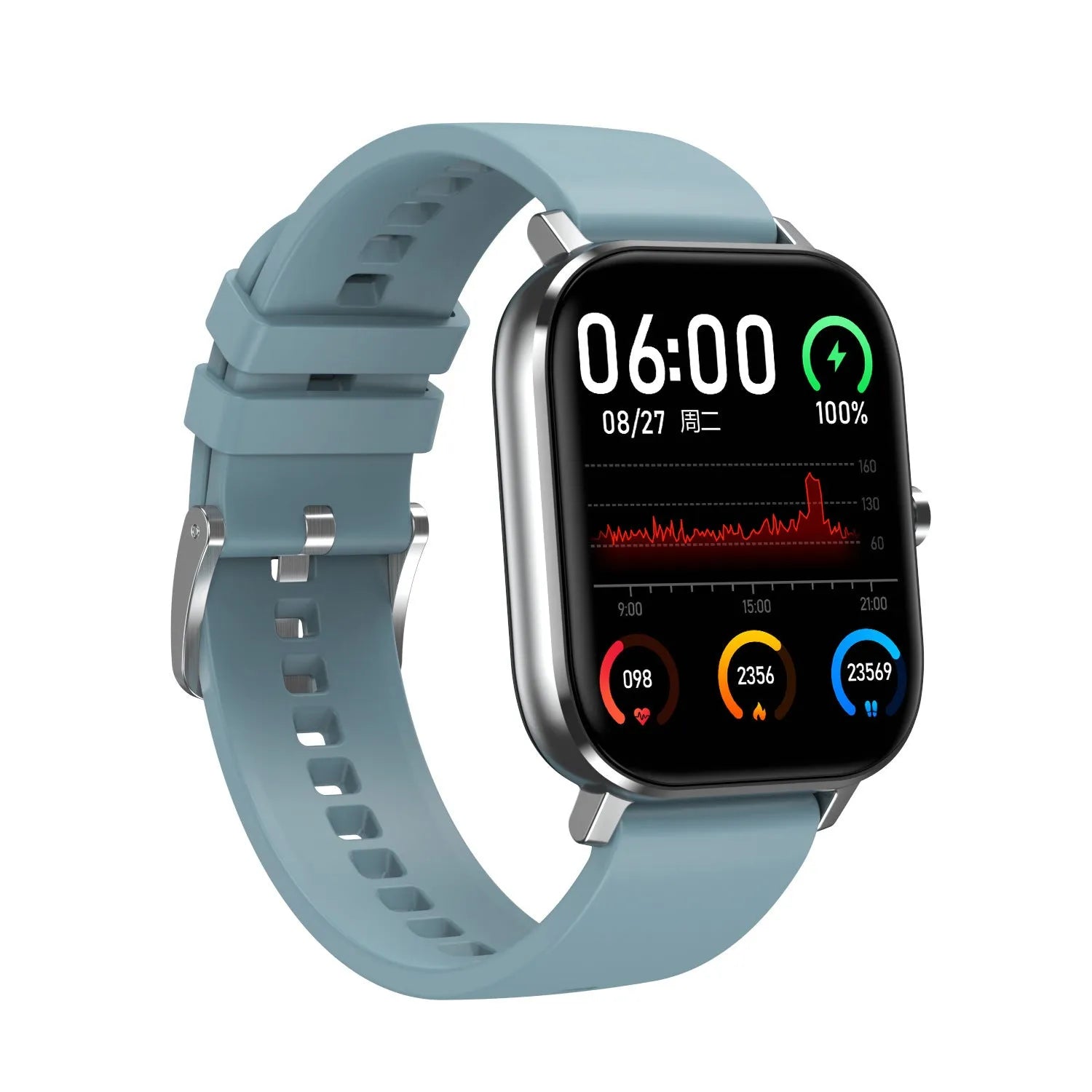 Smart bracelet with 1.54-inch screen showing health metrics including ECG, blood pressure and blood oxygen readings