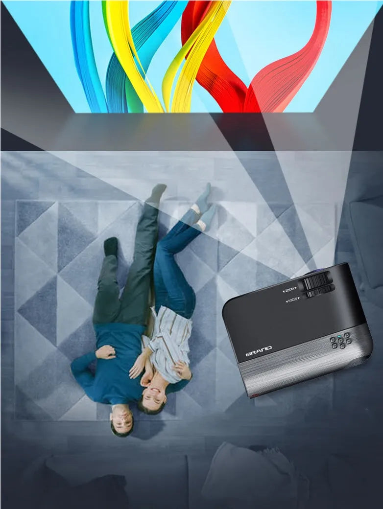 Portable wireless projector with WiFi connectivity and voice control for Android devices