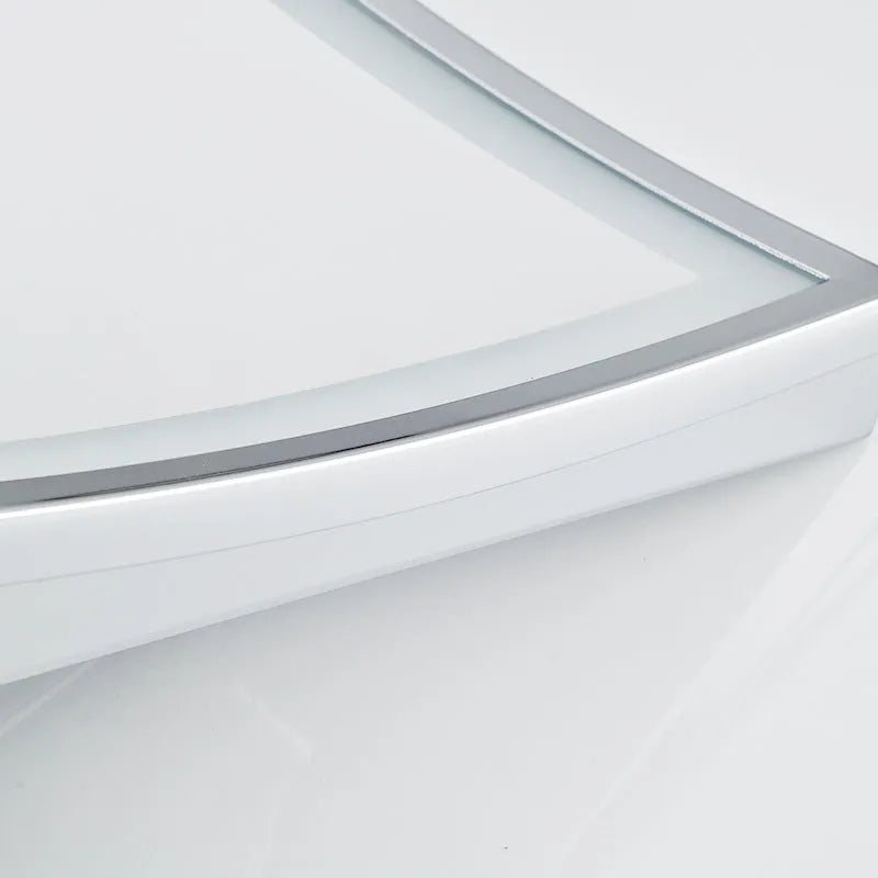 8.5 inch stainless steel folding bathroom mirror lamp with silver mirror, shown in folded and extended positions