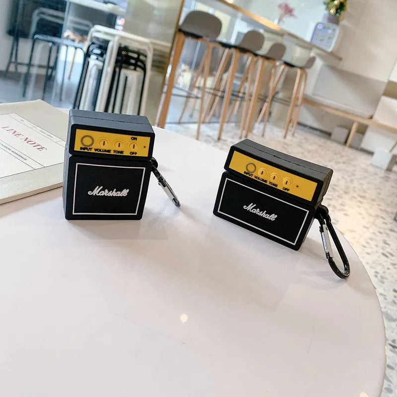 Black PVC flip-type Airpods protective cover with Chinese style letter design for 1st 2nd 3rd generation