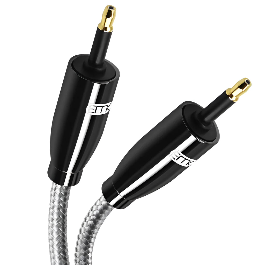 EMK Mini Toslink to Mini Toslink SPDIF optical audio cable in black with gold-plated connectors