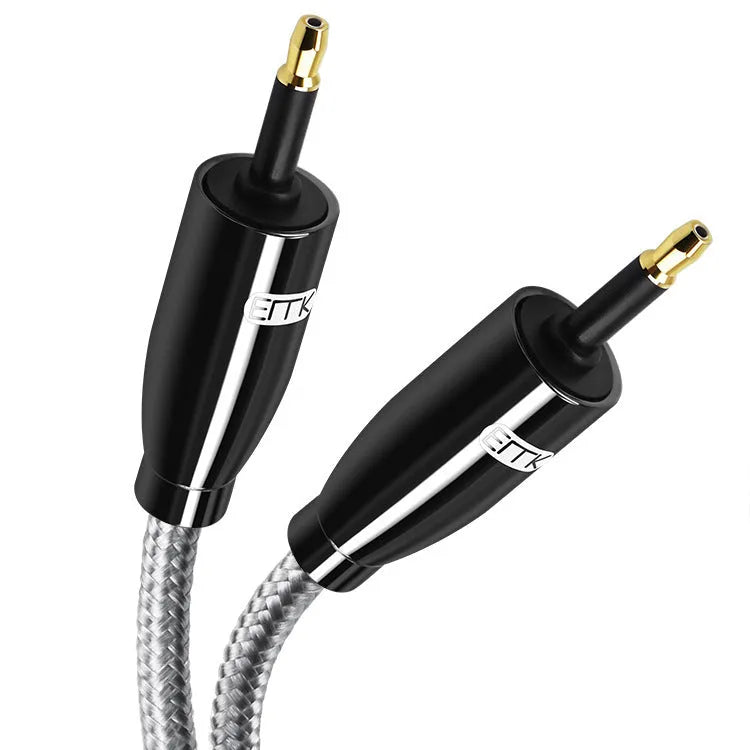 EMK Mini Toslink to Mini Toslink SPDIF optical audio cable in black with gold-plated connectors