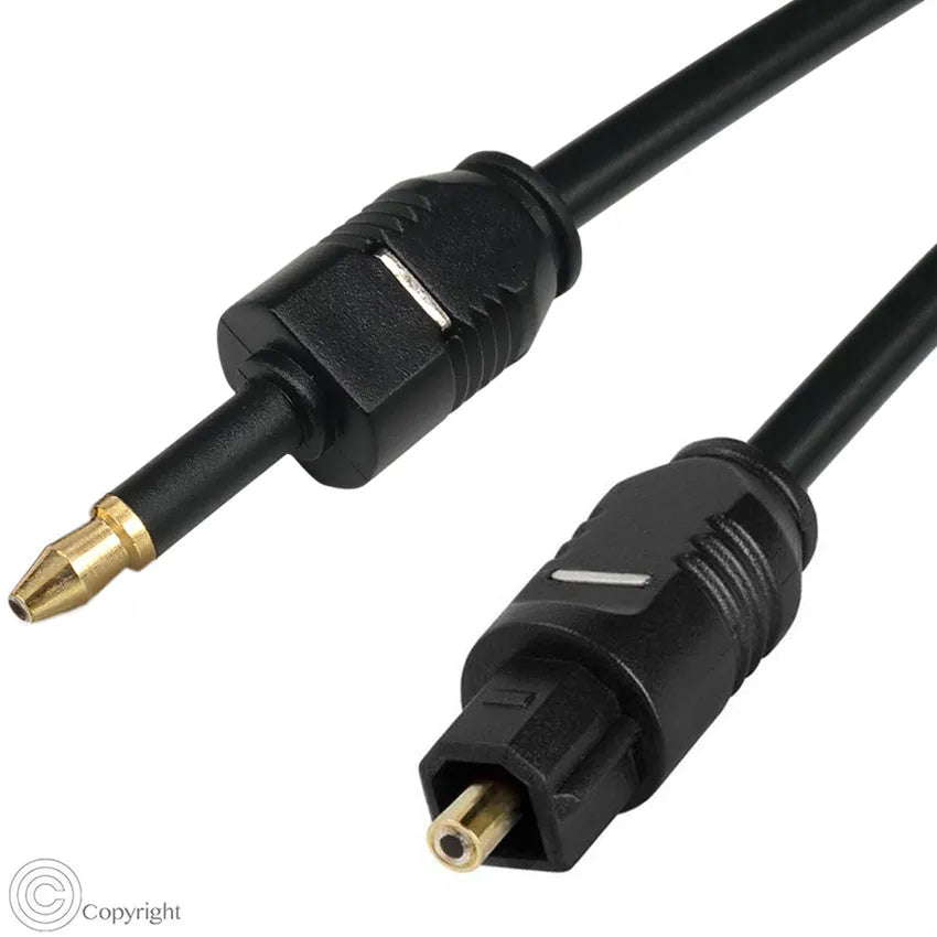 EMK Mini Toslink to Mini Toslink SPDIF optical audio cable in black with gold-plated connectors