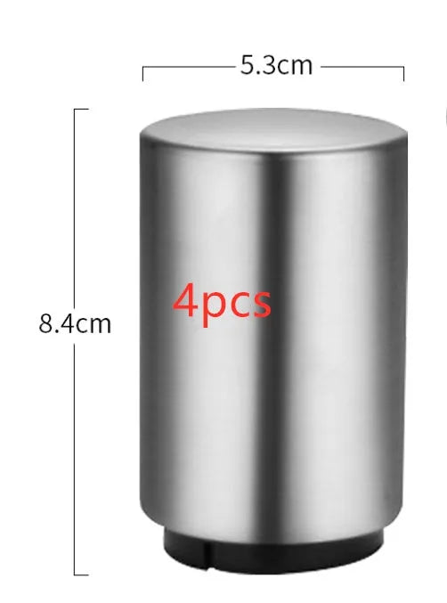 Stainless steel automatic beer bottle opener with press mechanism and magnetic cap catcher on a table