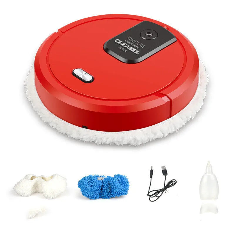 Automatic spray sweeping and mopping robot for home floor cleaning with button controls