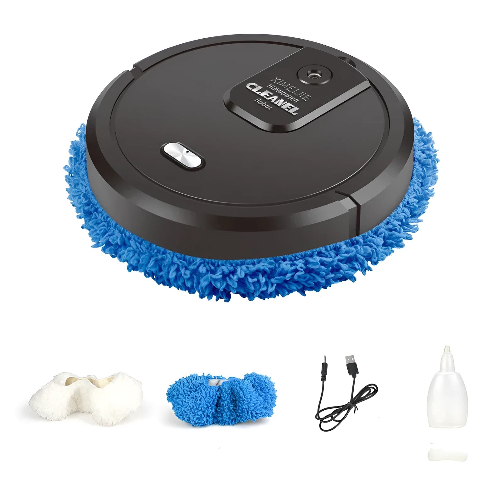 Automatic spray sweeping and mopping robot for home floor cleaning with button controls