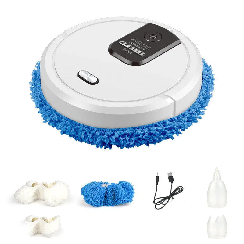 Automatic spray sweeping and mopping robot for home floor cleaning with button controls
