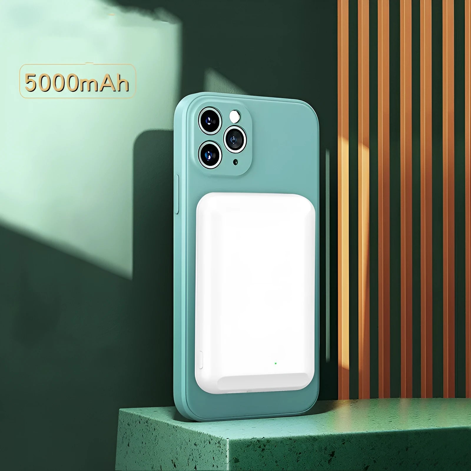 Magnetic wireless power bank with plastic casing in five colour options