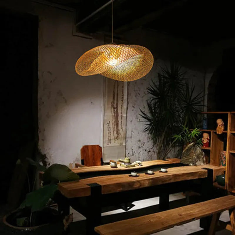 40cm diameter bamboo chandelier lamp in traditional Chinese Zen style