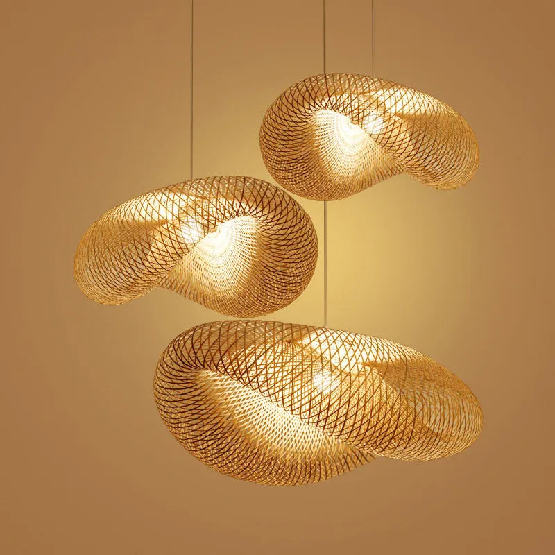 40cm diameter bamboo chandelier lamp in traditional Chinese Zen style