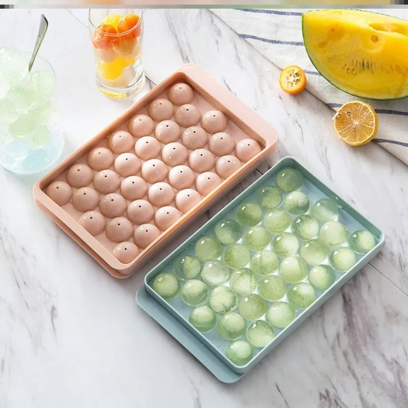 PP plastic round ball ice cube tray in sky blue with 18 grids, home bar use