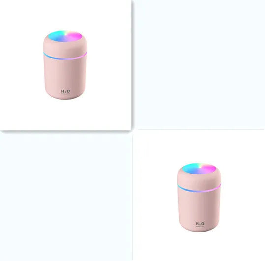 Compact car air purifying humidifier with 300ml water tank, USB powered, in white colour