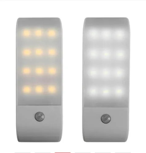 12 LED rechargeable human body night light with infrared sensor and PVC shade