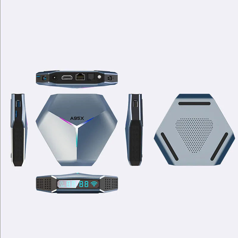 Android 8K network media player set-top box with remote control and HDMI cable