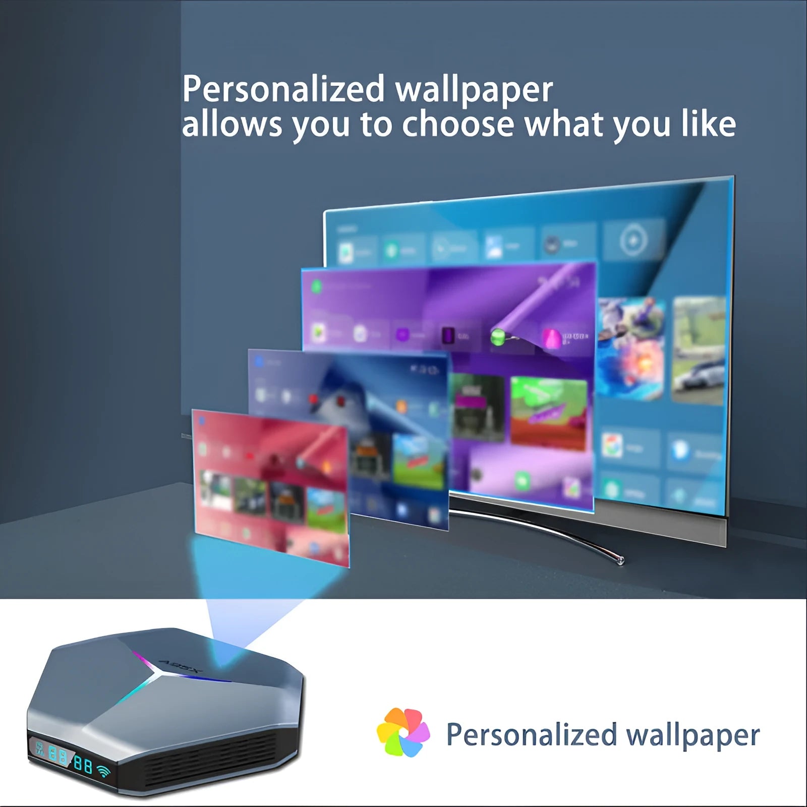 Android 8K network media player set-top box with remote control and HDMI cable