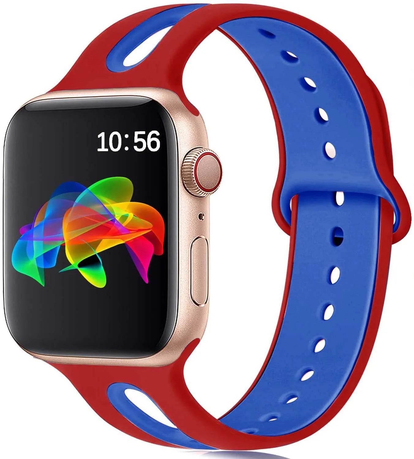 Silicone watch strap for Apple iwatch 38/40mm or 42/44mm with 6-hole adjustment and colour options