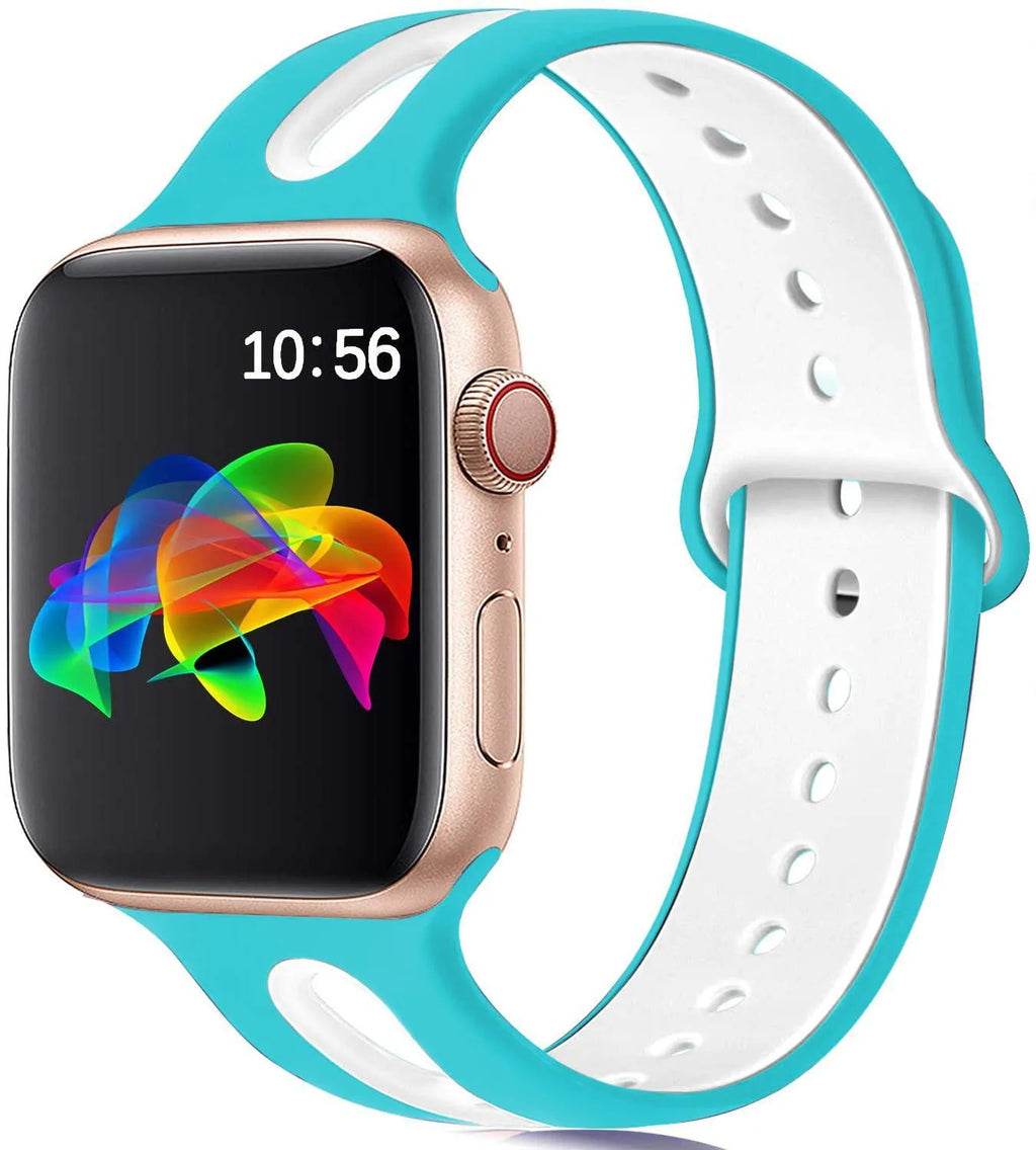 Silicone watch strap for Apple iwatch 38/40mm or 42/44mm with 6-hole adjustment and colour options