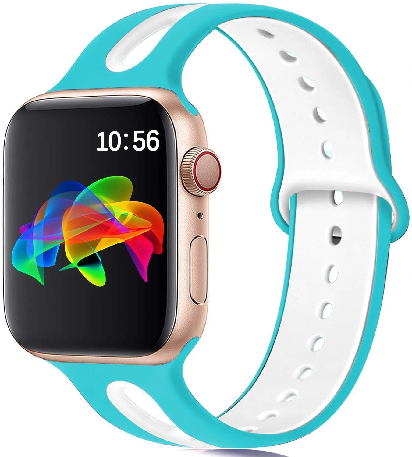 Silicone watch strap for Apple iwatch 38/40mm or 42/44mm with 6-hole adjustment and colour options