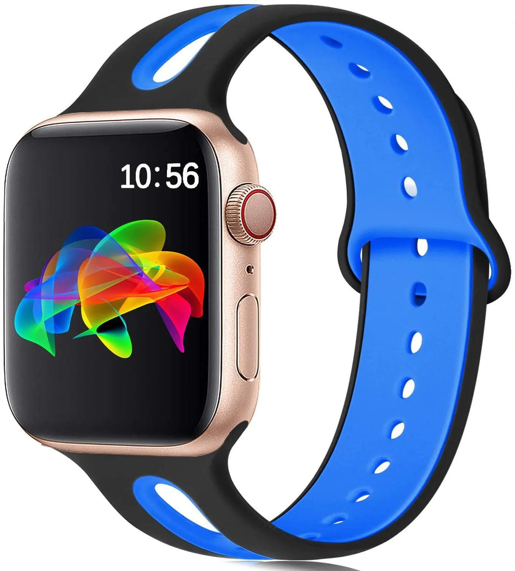 Silicone watch strap for Apple iwatch 38/40mm or 42/44mm with 6-hole adjustment and colour options