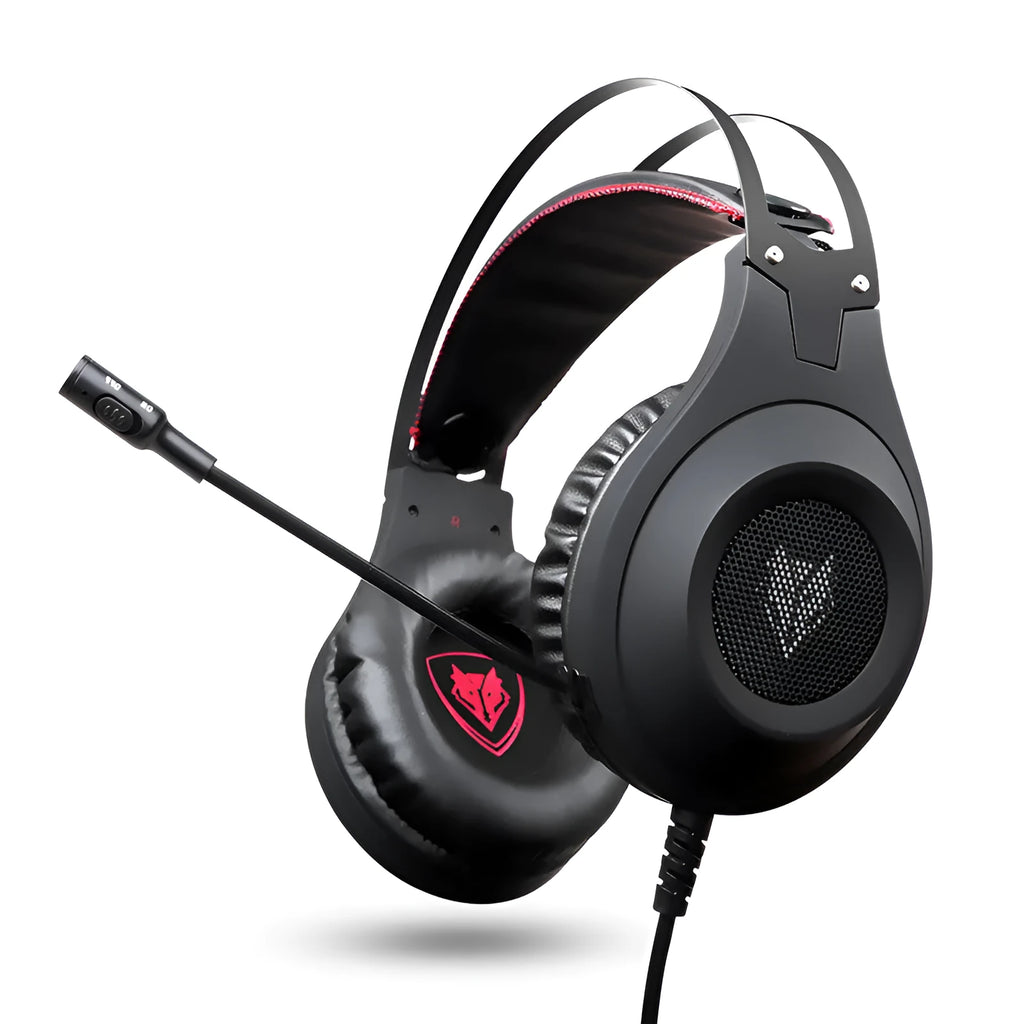 Black wired computer headset with USB plug and a built-in microphone for desktop and notebook PCs.