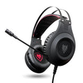 Black wired computer headset with USB plug and a built-in microphone for desktop and notebook PCs.