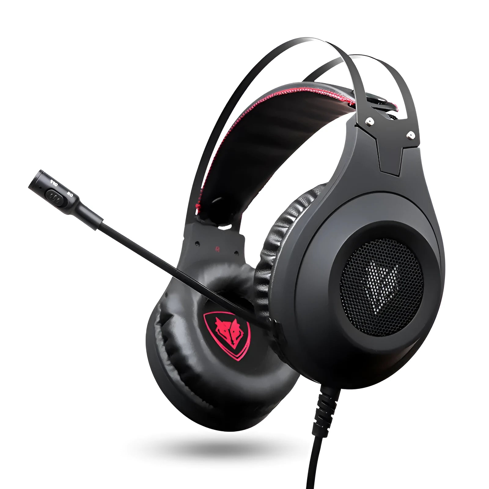 Black wired computer headset with USB plug and a built-in microphone for desktop and notebook PCs.